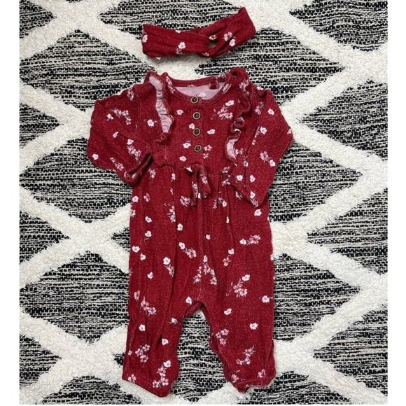 Baby Clothing Set with Floral and Denim Pieces size 3-6 mo fall winter bundle - Picture 4 of 5